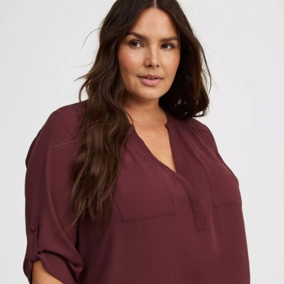 Torrid Harper 3/4 Sleeve Pullover Blouse Sassafras 1X Plus 14/16 - Picture 1 of 7